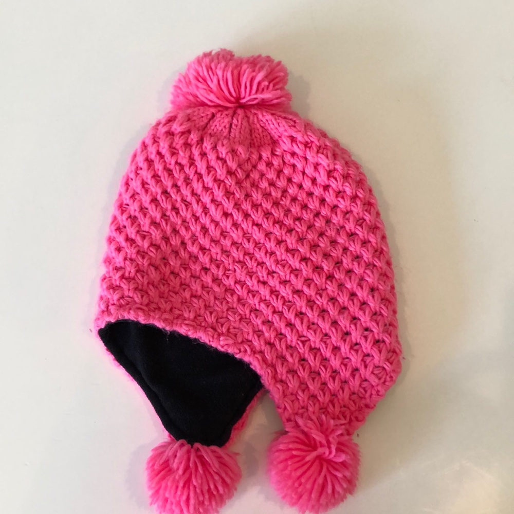 Spyder Kids Pink Knit Pom Pom Earflap Hat